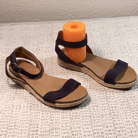 Lucky Brand 'Garston' women's blue suede espadrille ankle strap sandals sz 7 M - Picture 1 of 12